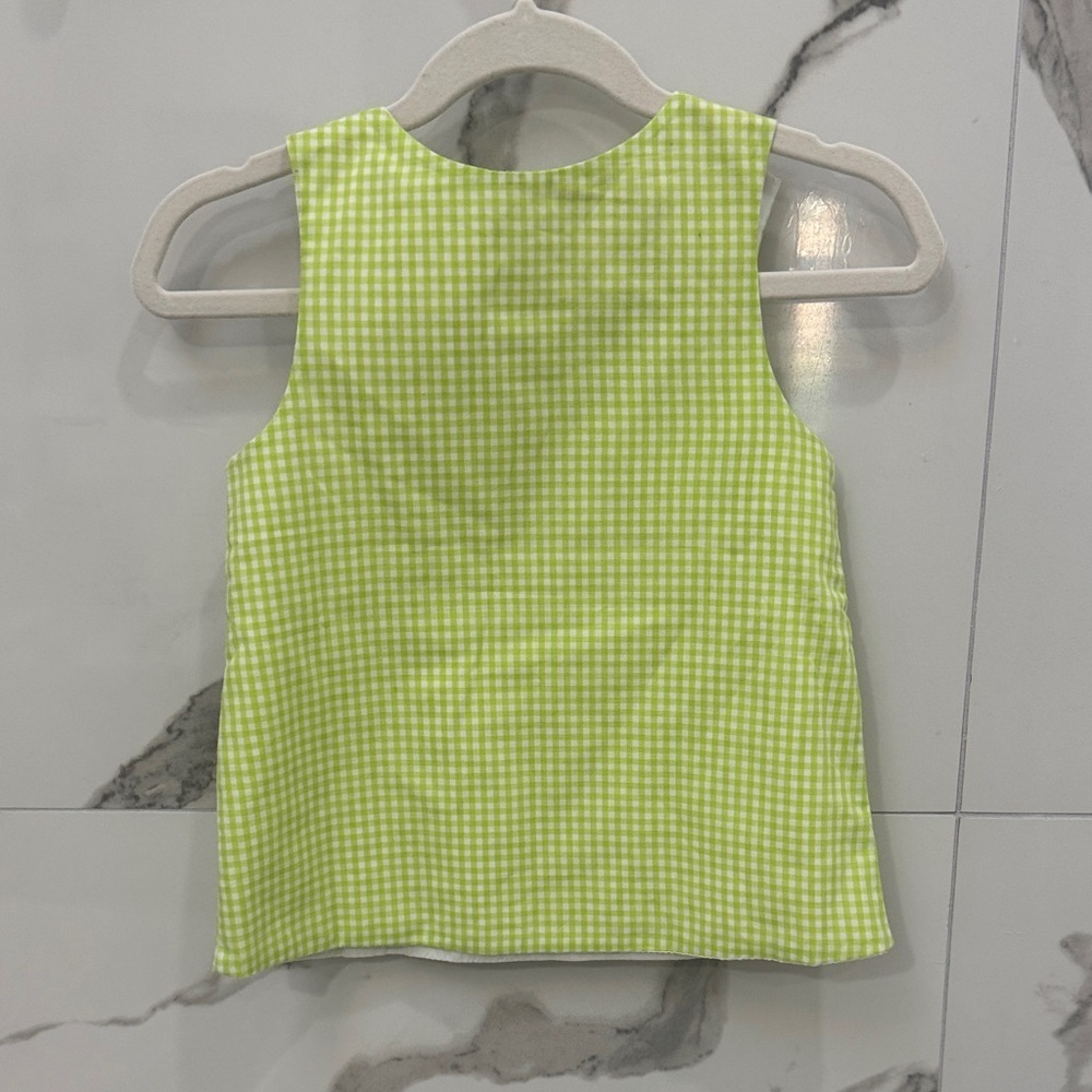Green Gingham Toddler Dress with Orange Pumpkin Fall Patch - Picture 6 of 6